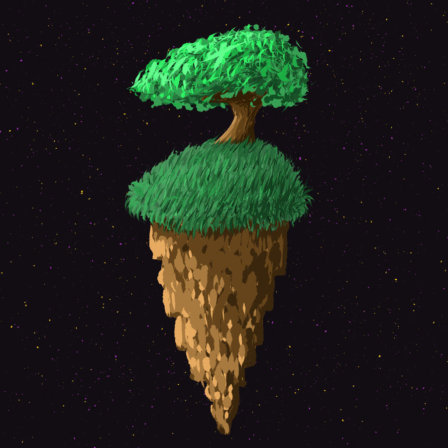 Hatspace Island - hand-drawn digital